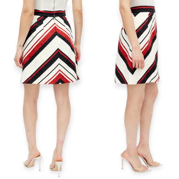 DOLCE & GABBANA | 10 | Diagonal Stripe Floral Jacquard High-Waist Mini Skirt - Picture 3 of 6